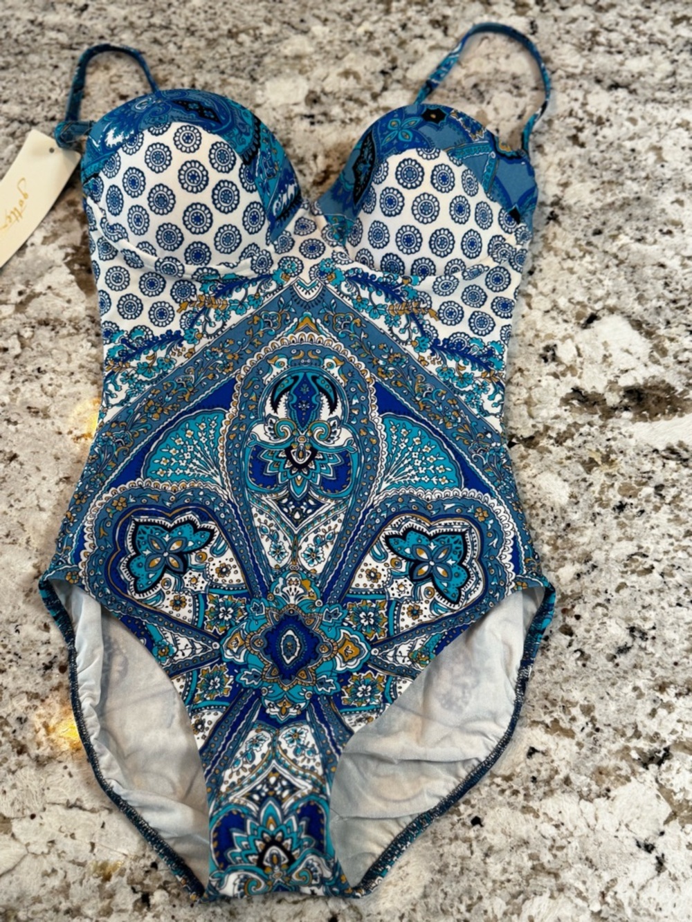 Gottex Blue White Paisley One-Piece‎ Swimsuit